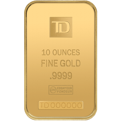 A picture of a 10 oz TD Gold Bar